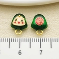 Cartoon dark green enamel Zongzi charm with gold Fu character for DIY bracelets - Medium Hanging Smiley Zongzi (22617)