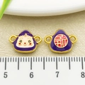 Paars goud cartoon zongzi bedel met Fu-teken voor het maken van DIY-sieraden - Zegen Smiley Dumpling met Dubbele Lus(22634) / Paars