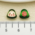 Green enamel Zongzi charm with Fu character for DIY bracelets and festive jewelry making - Medium Straight Smiley Zongzi (22628)