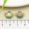 Hemelblauwe drakenbootfestival hanger met lachend gezicht en Fu-teken patroon - Zegen Smiley Dumpling met Dubbele Lus(22636) / Blauw