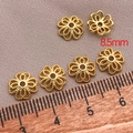 8.5mm hollow flower bead spacers in 18K gold plated copper for DIY jewelry making - Embossed Four-Leaf Style (T360) / 18K Gold