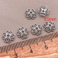 8.5mm silver flower hollow bead caps for DIY jewelry making bracelets and necklaces - White Gold