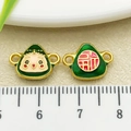 Groene Zongzi-bedeltjes met Fu-teken en smileygezicht voor DIY-armbanden - Zegen Smiley Dumpling met Dubbele Lus(22638) / Groen