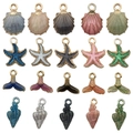 Pendentifs marins colorés en alliage avec coquillages et étoiles de mer pour bijoux DIY - Ensemble Queue de Poisson Coquille d'Étoile de Mer Océan Émail (SN798)