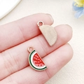 Watermelon slice charm in drip oil enamel for DIY bracelets and necklaces - Red Enamel Watermelon Style (10853)
