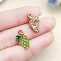 Golden grape pendant with green enamel for DIY jewelry making and necklaces - Green Enamel Grapes Style (22175)