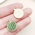 Watermelon alloy pendants with colorful enamel coating for DIY jewelry making - Green Enamel Watermelon Style (22178)