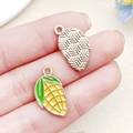 DIY corn fruit charms for jewelry making featuring yellow enamel and golden alloy finish - Yellow Enamel Corn Style (22179)
