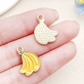 DIY enamel banana fruit pendants with yellow oil-drop finish for jewelry making - Yellow Enamel Banana Style (22180)