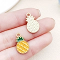 Enamel pineapple fruit charm pendant in yellow and green for DIY jewelry making - Yellow Enamel Pineapple Style (22181)