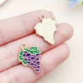 DIY purple enamel grape charm pendant in gold alloy for handmade necklaces and bracelets - Purple Enamel Grapes Style (22182)