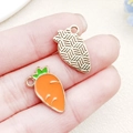 Golden carrot pendant and orange enamel charm accessories for DIY necklaces - Orange Enamel Carrot Style (22183)