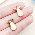 Pear shaped alloy enamel charms for DIY jewelry making in yellow and rose gold - Apricot Enamel Pear Style (22185)