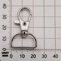 Silver 20mm D-ring swivel lobster clasp on a millimeter scale grid board - Silver Extra Large Clasp (13022)