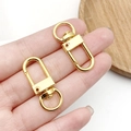 Set of two golden 12x33mm swivel lobster clasps for DIY jewelry and keychains - Gold Oval Door Buckle (12776)