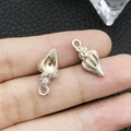 Pendentifs en alliage d'argent en forme de conque pour porte-clés DIY - Huile de Goutte Conque d'Océan Blanche (8601)