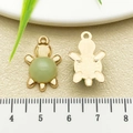 Golden turtle charm pendant with light green glass shell inlay for jewelry making - One 22x14mm 22203mm 2.0g [light Green Glass Turtle]