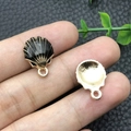 Pendentif en forme de coquillage en alliage doré avec émail noir pour bijoux DIY - Huile de Goutte Coquille d'Océan Noire (8604)
