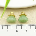 Chinese style light green lotus pod charms with gold hoops for jewelry making - One 11x10mm-22202-1.0g [light Green Glass Leaf Lotus Pod Button]