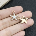 Pendentif étoile de mer doré avec émail blanc pour la création de bijoux DIY et clés - Huile de Goutte Étoile de Mer d'Océan Blanche (8609)