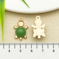 Golden turtle charm with green glass bead for DIY jewelry making with top loop - One 22x14mm 22211mm 2.0g [green Glass Turtle]