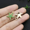 Pendentifs étoile de mer en alliage doré et émail vert pour création bijoux DIY - Étoile de Mer Océan en Émail Vert (8611)