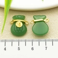 Dark green jade-like lucky bag pendant with golden Fu character and metal rings - One 16x14mm 22212g 1.8g [green Glass Lucky Bag]