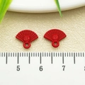 Traditional red folding fan pendants with Fu character for DIY keychain accessories - Red Chinese Knot Small Fan (21578)
