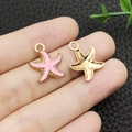 Pendentif étoile de mer rose en alliage pour porte-clés et bijoux DIY créatifs - Huile de Goutte Étoile de Mer d'Océan Rose (8612)