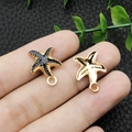 Pendentifs étoile de mer en alliage doré et émail noir pour bijoux faits main - Huile de Goutte Étoile de Mer d'Océan Noire (8613)