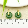 Pair of green emerald glass donut charms with gold clasps and 10mm measurement scale - One 18x12mm Green Glass Round Safety Buckle (approximately 22260g Weighing 1.3g).