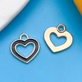 Ciondoli a cuore in smalto nero e oro traforato per gioielli e portachiavi fai-da-te - Cuore Nero 14x15mm