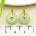 Pair of light green jade-like clip-on earrings in Pingan buckle style with gold metal - One 18x12mm 2226g 1.3g [light Green Glass Round Safety Buckle]