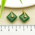 Green jade square pendant charms with golden metal bails for jewelry making - One 19x15mm 22219g 1.5g [green Glass Square Safety Buckle]