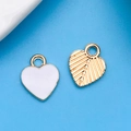 Ciondolo a cuore in smalto bianco e ciondolo in metallo dorato testurizzato DIY - Cuore Bianco 10x12mm