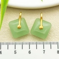 Chinese style green jade square earrings with gold hooks for elegant jewelry - One 19x16mm Square Safety Buckle (2220g 1.7g) [light Green Glass]