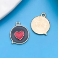 Ciondolo a cuore in lega di zinco con smalto nero e retro con trama dorata - Dialogo Cuore Rosso Nero 15x17mm