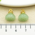 Two light green lotus pod charms with gold hoops for jewelry making, 1.2cm size - One 12x11mm Piece - 22233 - 1.1g [light Green Glass Lotus Seedpod Buckle]