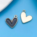 Ciondoli a cuore in lega di zinco nero e oro per la creazione di gioielli fatti a mano - Cuore a Pois Nero 13x13mm