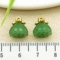 Green lotus pod pendant with golden metal cap for jewelry making and handmade accessories - One 11x11mm 22215g 1.1g [green Glass Lotus Seedpod Buckle]