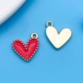 Pendentif cœur émaillé rouge avec bordure dorée pour création de bijoux DIY - Rouge Émail Cœur