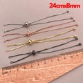 Verstellbares Kupfer-Boxkett-Armband in vier Farben mit Schiebeperle und 24cm Lineal-Skala - 24cmx8mm (Mit Runder Perle) / Silber