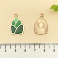 Pendentif en émail bambou doré pour bijoux DIY avec règle de mesure précise - Bambou et Pousse en Émail Vert (21667)