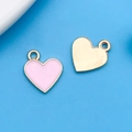 Pendentif coeur en émail rose avec bordure dorée pour création de bijoux DIY - Petit Cœur en Émail Rose
