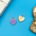Pendentifs cœur en émail violet et or pour la création de bijoux DIY et d'accessoires - Petit Cœur en Émail Violet