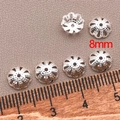 Versilberte 8mm hohle Blüten-Perlenkappen für DIY-Schmuckherstellung und Armbänder - 8mm / Silber