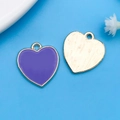 Pendentif cœur en émail violet et alliage doré pour bijoux DIY et bracelets créatifs - Grand Cœur en Émail Violet