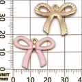 Colgantes de lazo de esmalte rosa y oro texturizado para hacer joyas de bricolaje - 25x19mm / Grande Rosa (Hueco)