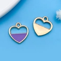 Pendentifs cœur en alliage émaillé violet et doré pour bijoux et porte-clés DIY - Cœur Évidé en Émail Violet