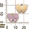 Colgante de lazo esmaltado lavanda con marco dorado para creación de joyas DIY - 14x11mm / Rosa (Estilo Mariposa)
